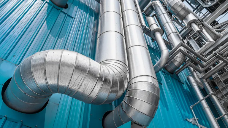 Steel pipelines at industrial zone